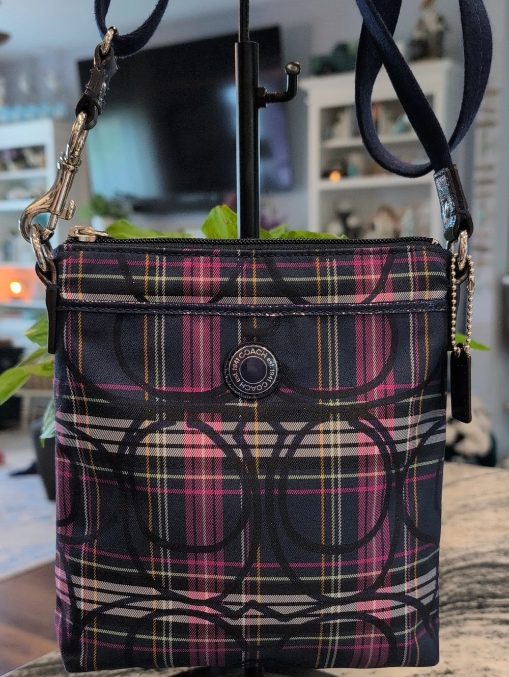 Coach Poppy Tartan Plaid Signature Slingback Crossbody Bag- VINTAGE